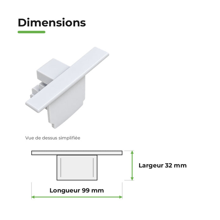 Embout de Fermeture pour Rail Encastrable Triphasé Blanc