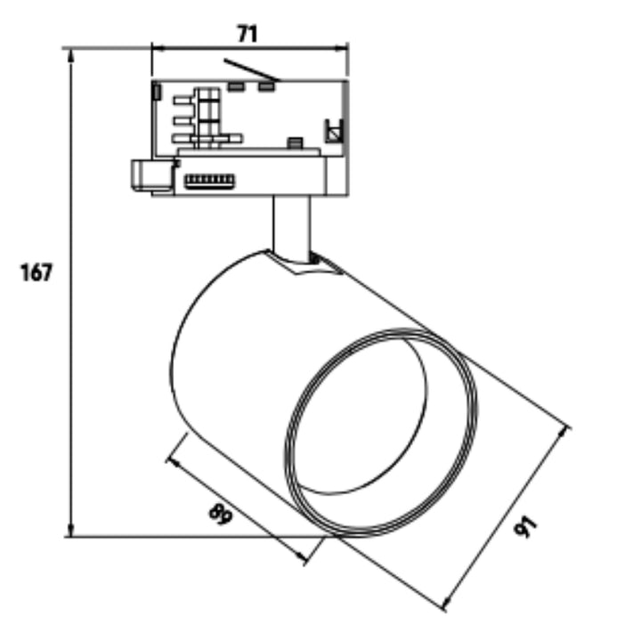 Spot LED sur Rail Blanc Triphasé 24W 36° TRIAC Dimmable