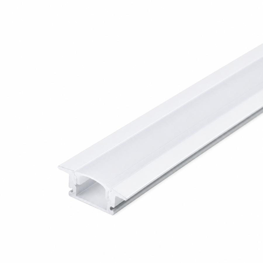 Profilé aluminium encastrable pour ruban LED avec cache blanc opaque