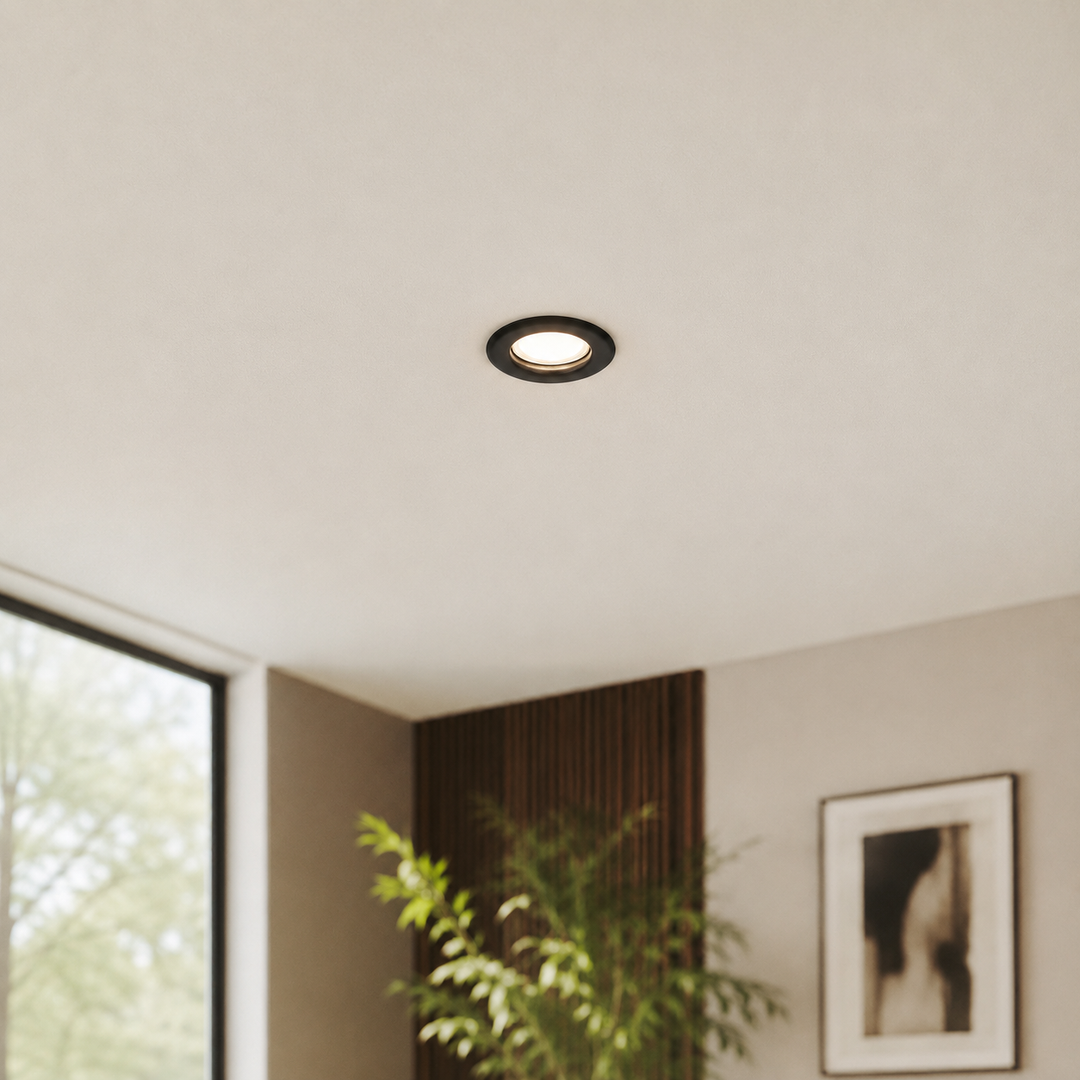 Support Spot GU10/MR16 Encastrable Rond Acier Noir