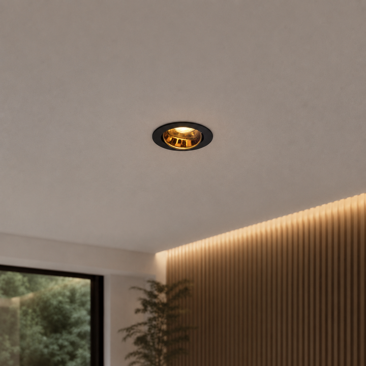 Support Spot GU10/MR16 Encastrable Rond Orientable Aluminium Noir et Or
