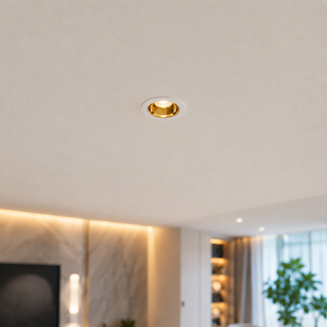 Support Spot GU10/MR16 Encastrable Rond Orientable Aluminium Blanc et Or