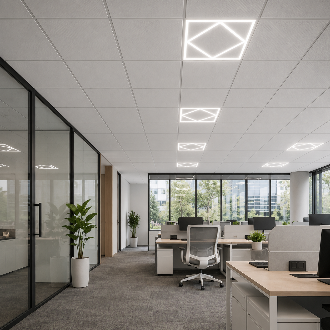 Panneau LED Cadre Forme Diamant 60x60 64W - Silumen