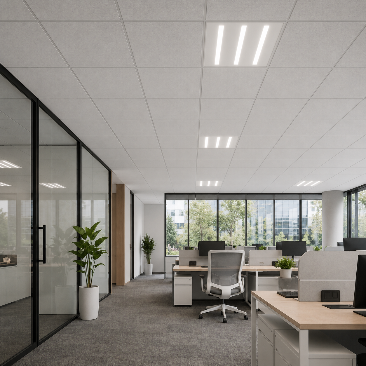 Panneau LED Grille 3 Lignes 60x60 40W Blanc - Silumen