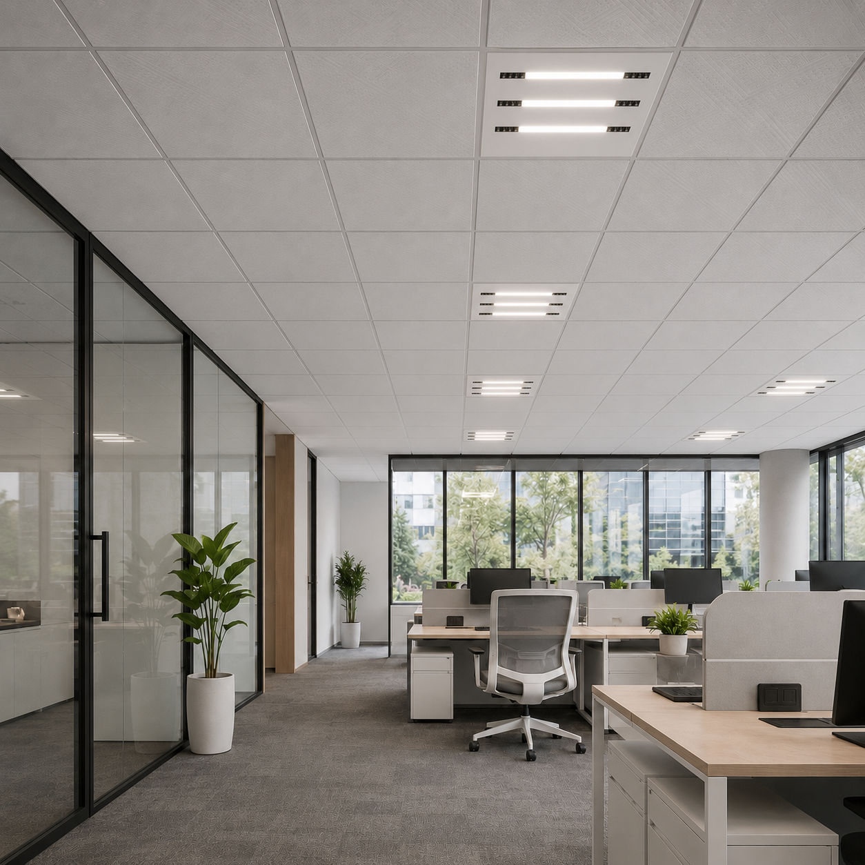 Panneau LED Grille 3 Lignes Modulaire 60x60 40W Blanc - Silumen