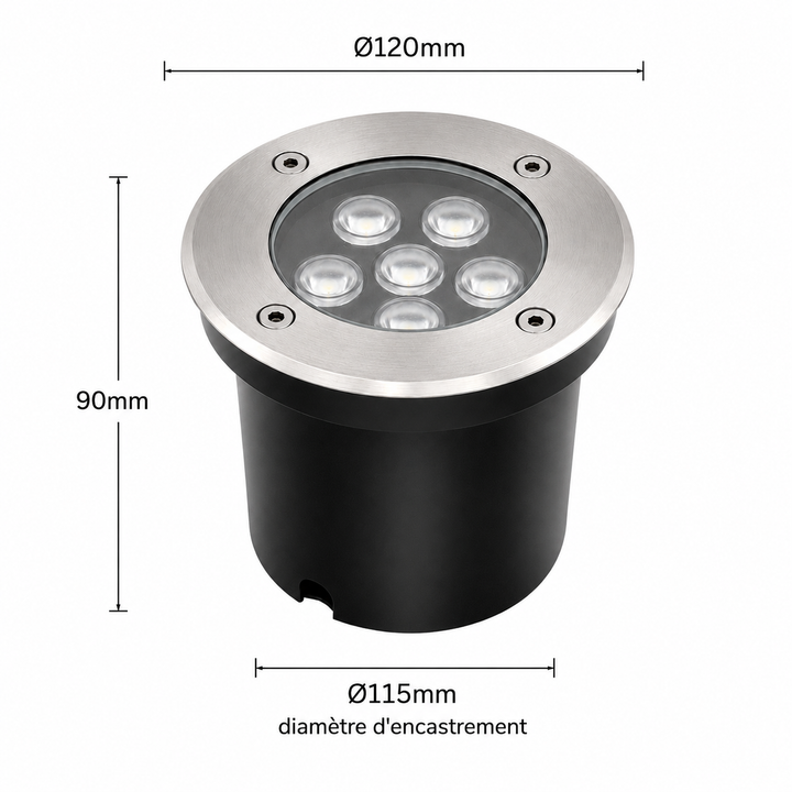 Spot LED Extérieur Encastrable IP67 24V Sol 6W 45°