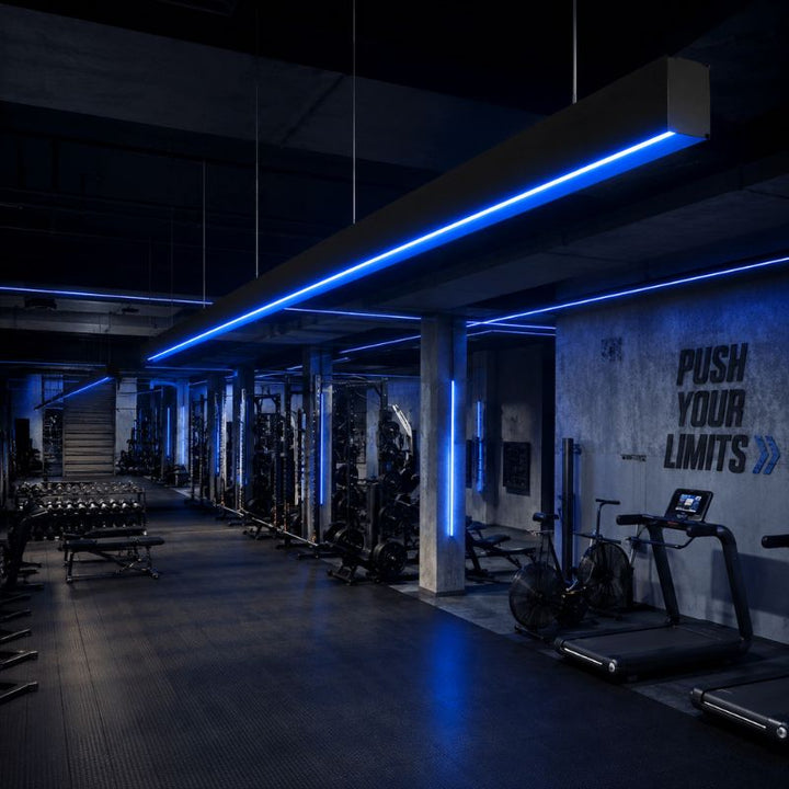 Profilé Aluminium 2m pour Réglette LED Suspendue sur Mesure Corps Noir Diffuseur Blanc