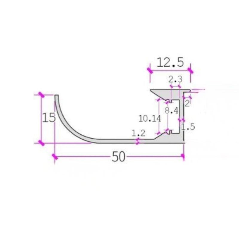 2 m schwarzes Aluminiumprofil für LED-Streifen