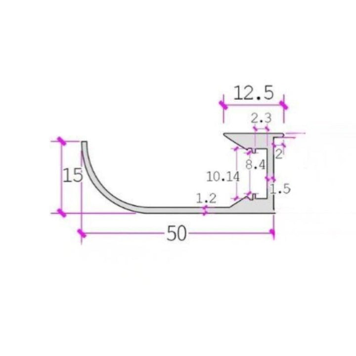 2 m schwarzes Aluminiumprofil für LED-Streifen