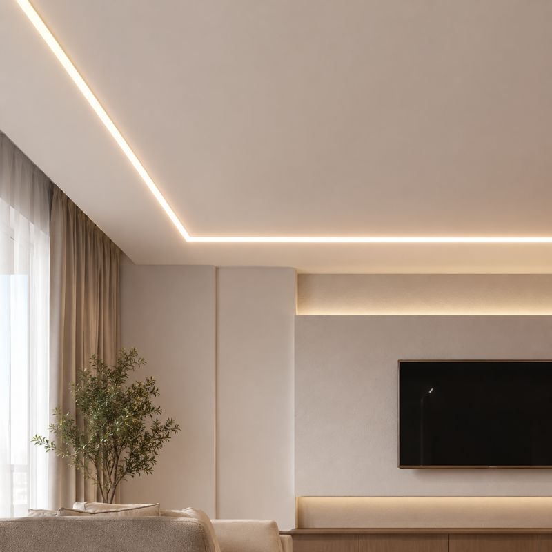 Einbauprofil aus Aluminium für LED-Streifen, opake weiße Abdeckung