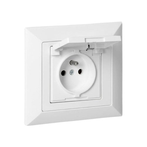 Prise Encastrée 2P+T 16A 250V avec Clapet - Blanc