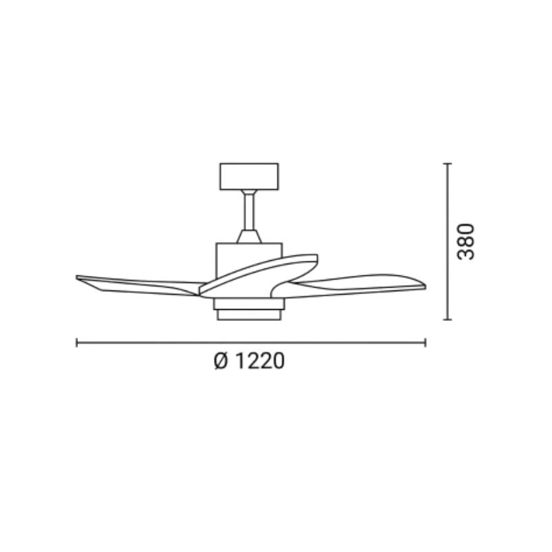 Ventilateur de Plafond LED 18W CCT Noir et Bois avec Télécommande Ø122cm