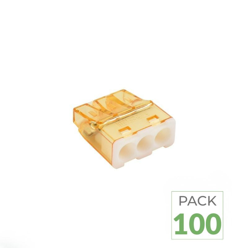 Borne de Connexion Rapide 3 Entrées 0,5-2,5 mm² - Lot de 100