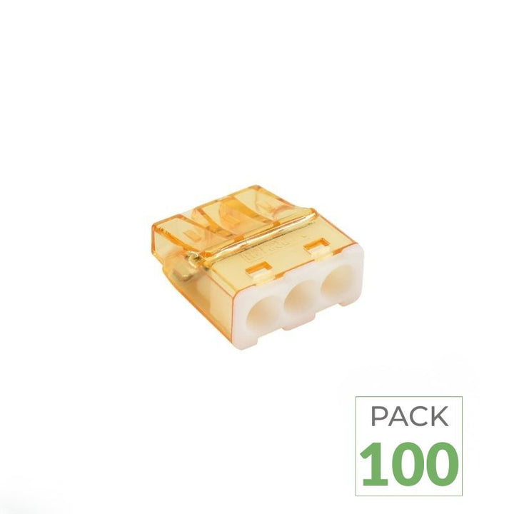 Borne de Connexion Rapide 3 Entrées 0,5-2,5 mm² - Lot de 100
