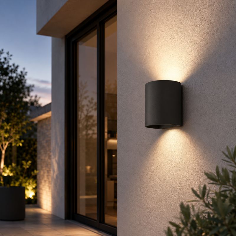 Applique Murale Graphite Grise 12W Double Faisceau IP65 Ovale
