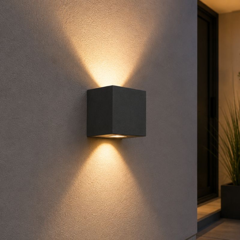 Applique Murale Graphite Grise 12W Double Faisceau IP65 Cube