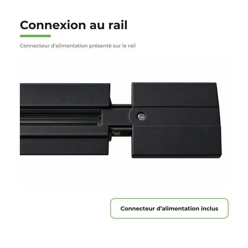 Rail Encastrable Triphasé 1m Noir