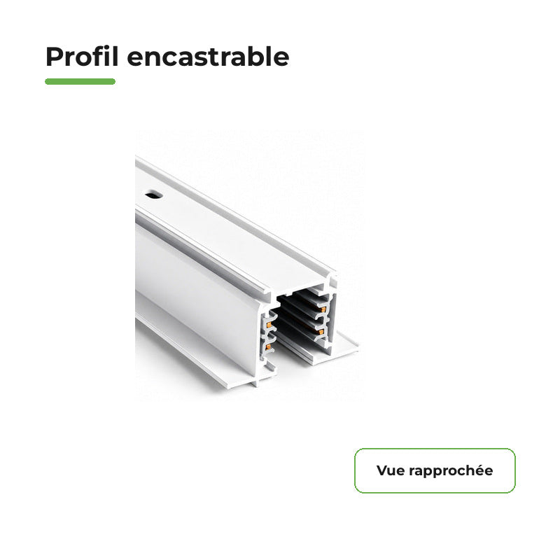 Rail Encastrable Triphasé 1m Blanc