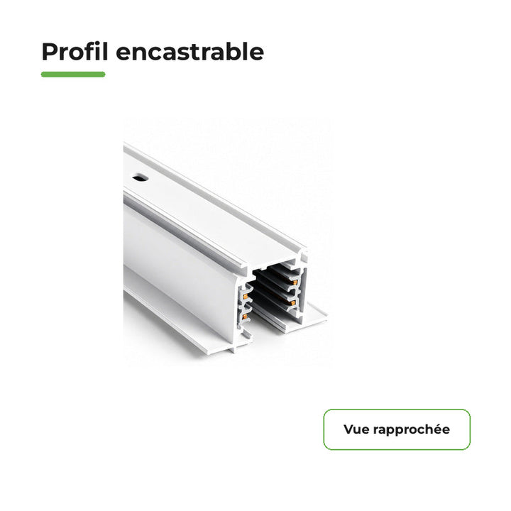 Rail Encastrable Triphasé 1m Blanc