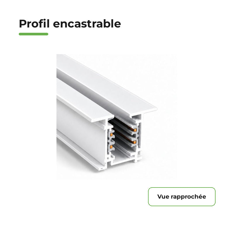 Rail Encastrable Triphasé 2m Blanc
