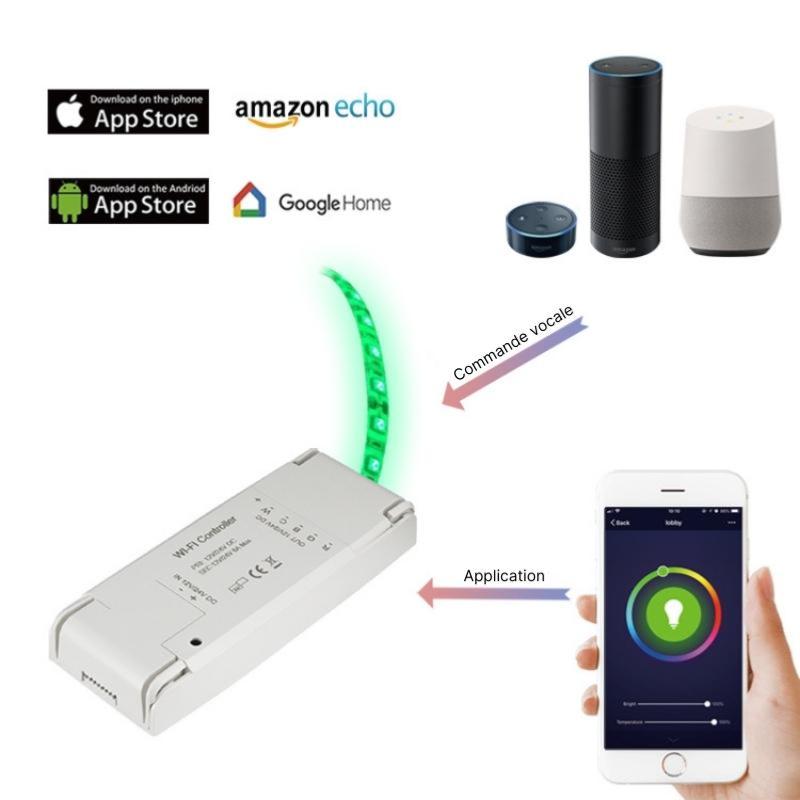 Contrôleur Connecté Wifi pour Ruban LED 12/24V