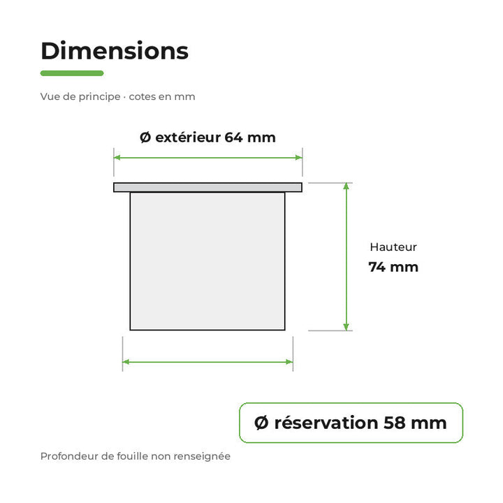 Spot Extérieur Encastrable LED IP67 220V Sol 1W 30° – dimensions