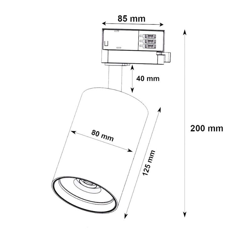 Spot LED sur Rail Triphasé CCT 30W 60° Blanc - 3000K/4000K/6500K