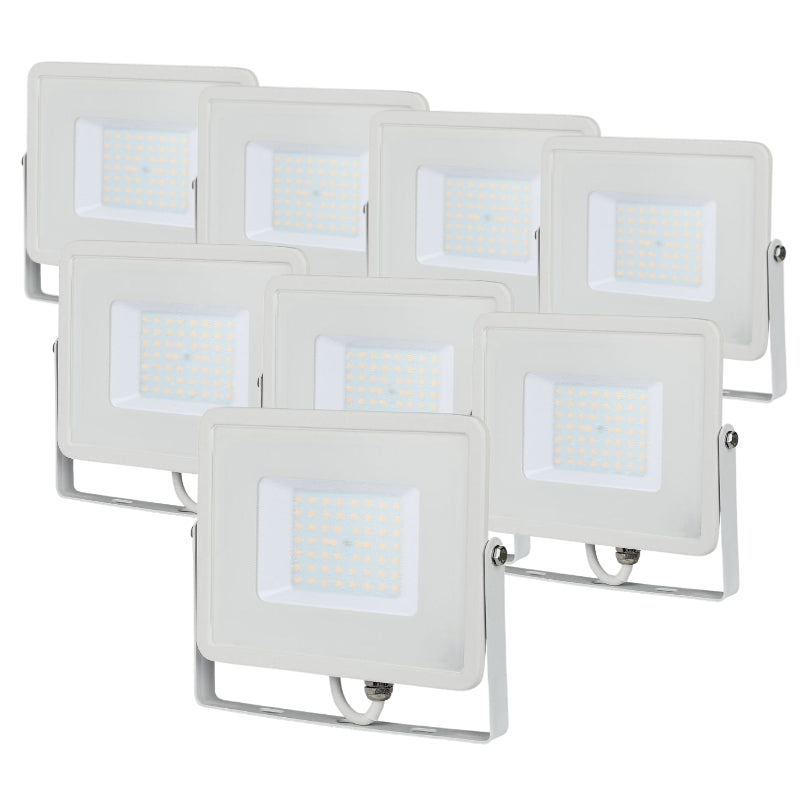 Pack of 8 - Outdoor LED Floodlight 50W IP65 WHITE 5-Year Warranty