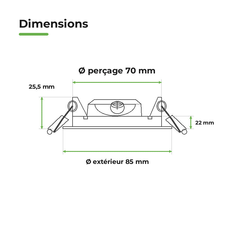 Downlight Dalle LED Ronde Ø85mm 3W Blanc CCT - Pack de 10