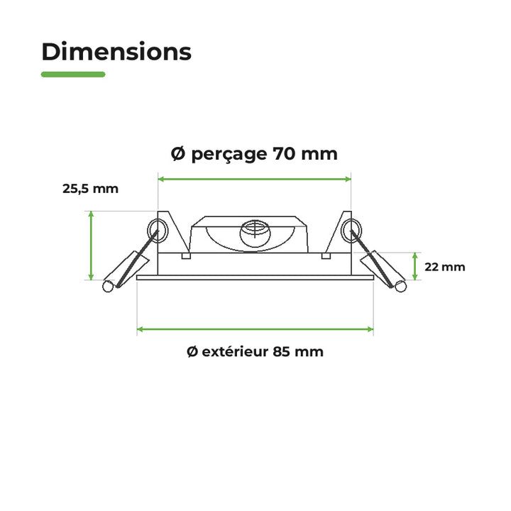 Downlight Dalle LED Ronde Ø85mm 3W Blanc CCT - Pack de 10