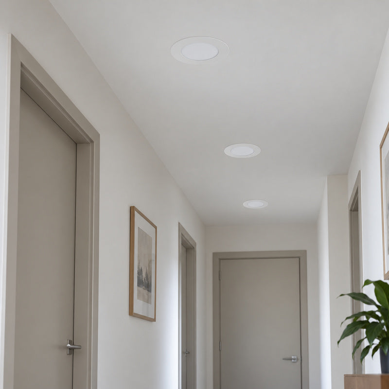 Downlight Dalle LED Ronde Ø128mm 6W Blanc CCT - Pack de 10 – mise en situation