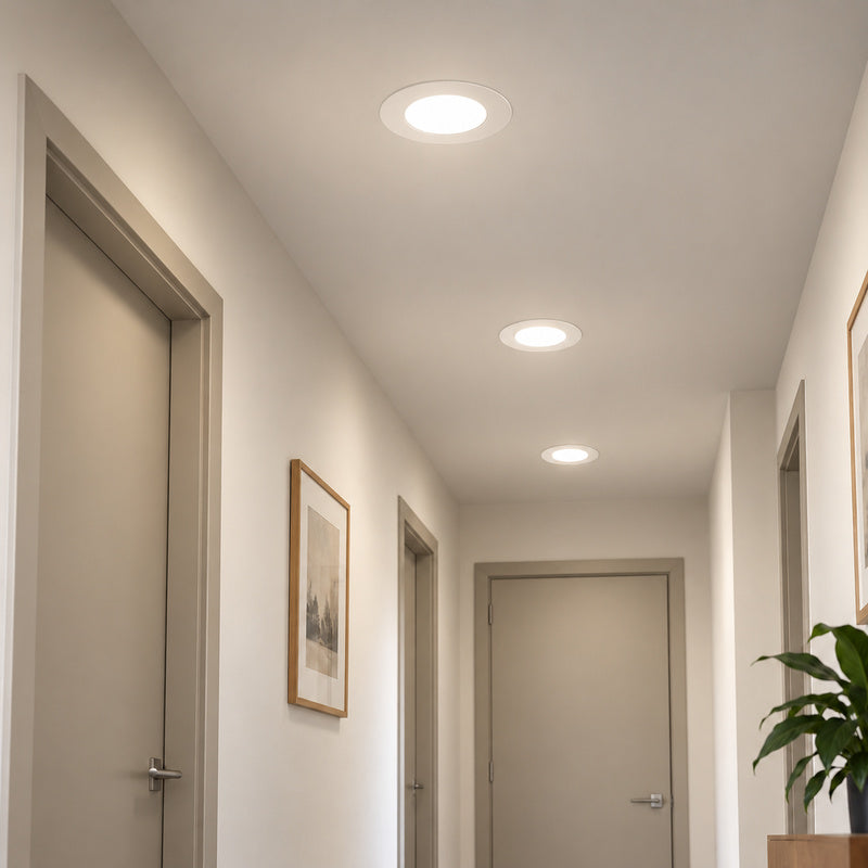 Downlight Dalle LED Ronde Ø128mm 6W Blanc CCT - Pack de 10 – rendu allumé