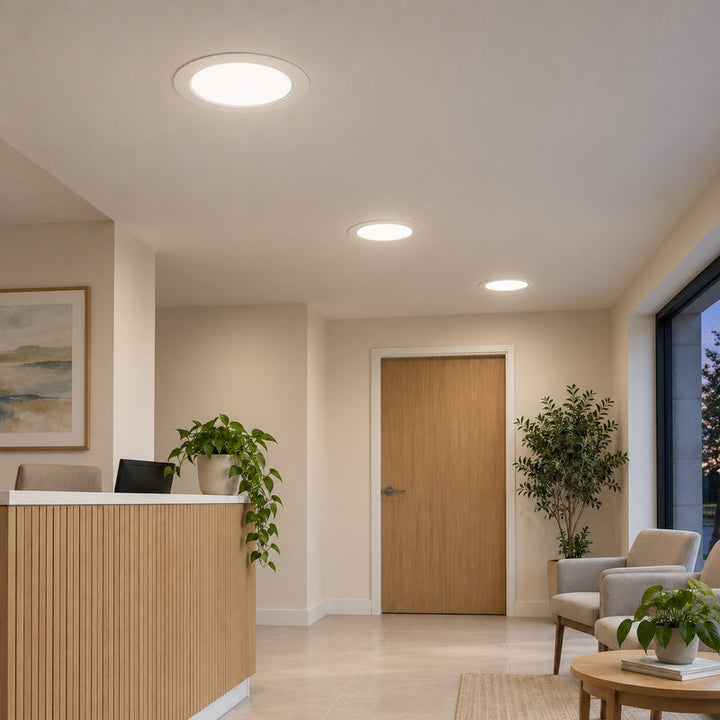 Downlight Dalle LED Ronde Ø170mm 12W Blanc CCT – rendu allumé
