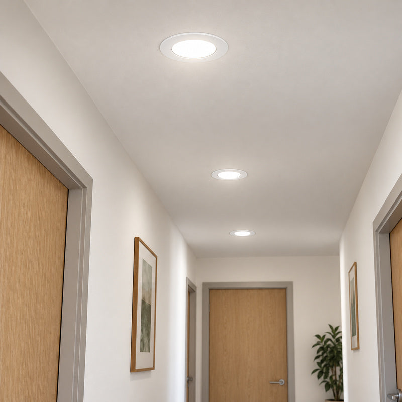 Downlight Dalle LED Ronde Ø85mm 4W Dimmable Blanc CCT - Pack de 10 – rendu allumé