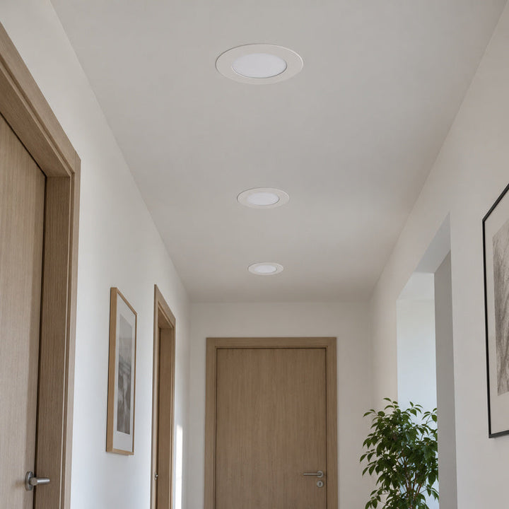 Downlight Dalle LED Ronde Ø128mm 6W Dimmable Blanc CCT - Pack de 10 – mise en situation