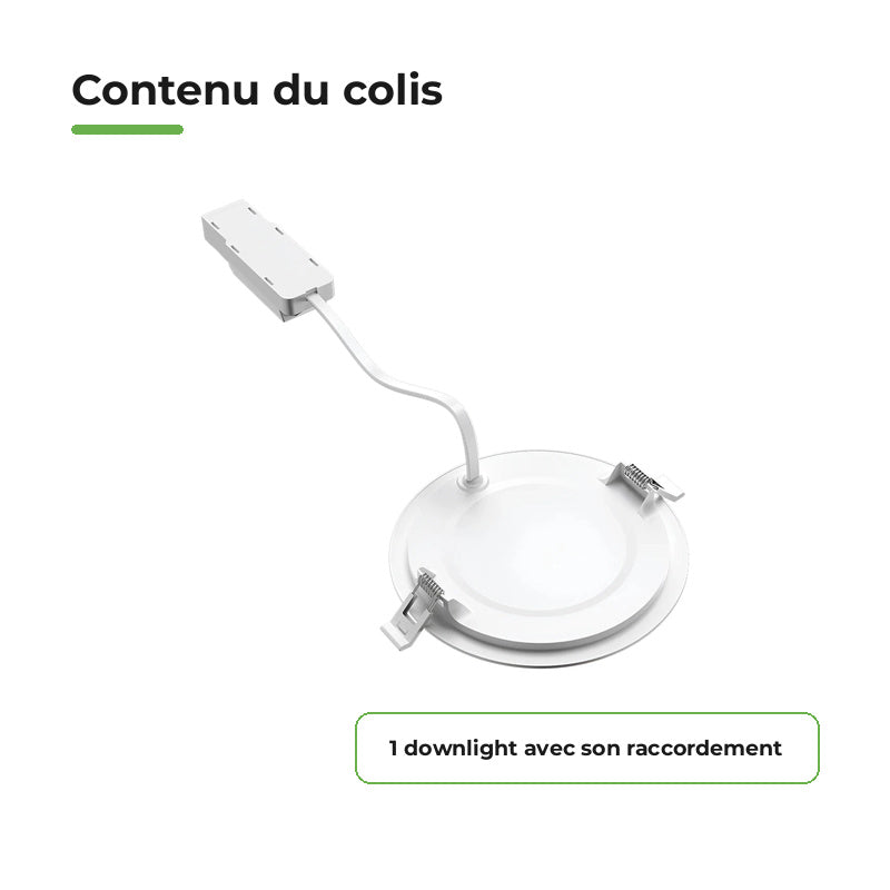 Downlight Dalle LED Ronde Ø128mm 6W Dimmable Blanc CCT – contenu du colis
