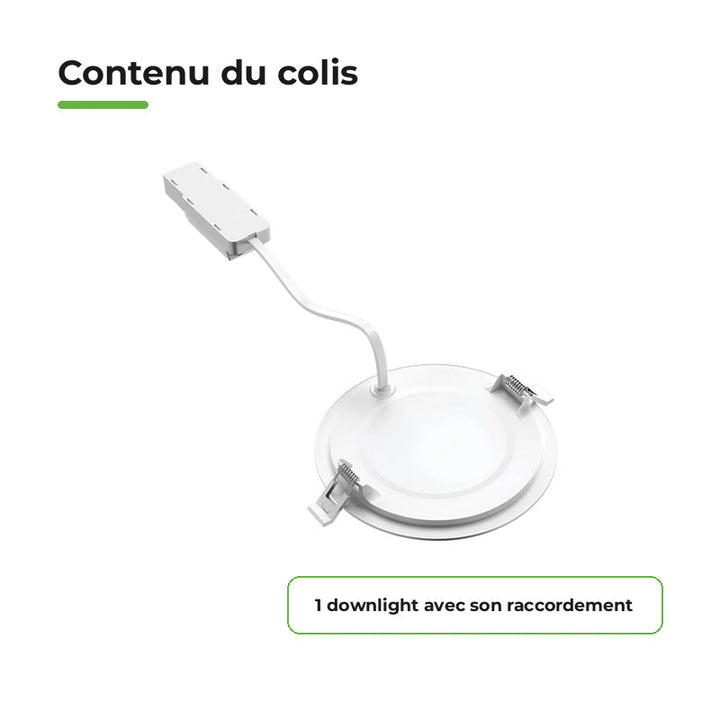 Downlight Dalle LED Ronde Ø128mm 6W Dimmable Blanc CCT – contenu du colis