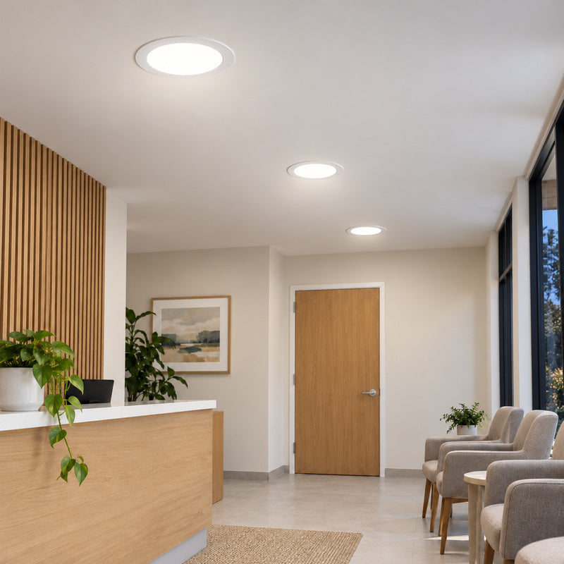 Downlight Dalle LED Ronde Ø170mm 12W Dimmable Blanc CCT – rendu allumé
