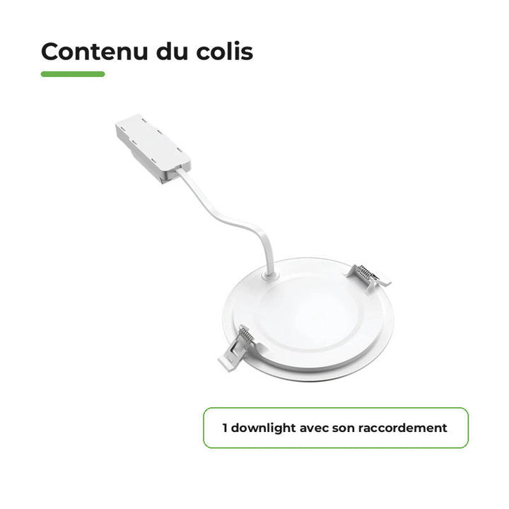 Downlight Dalle LED Ronde Ø170mm 12W Dimmable Blanc CCT – contenu du colis