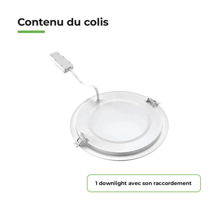 Downlight Dalle LED Ronde Ø229mm 18W Dimmable Blanc CCT – contenu du colis