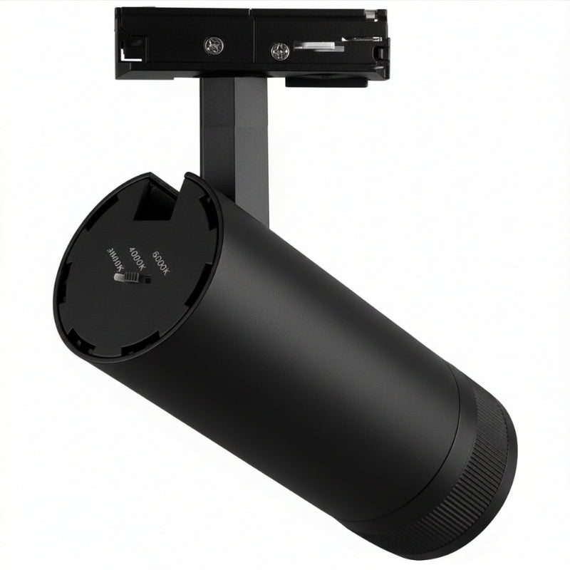 Spot LED sur Rail Noir Angle Ajustable Monophasé 30W 15-60° CCT TRIAC Dimmable