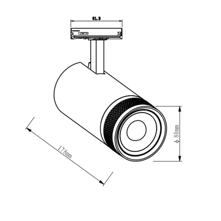 Spot LED sur Rail Noir Angle Ajustable Monophasé 30W 15-60° CCT TRIAC Dimmable