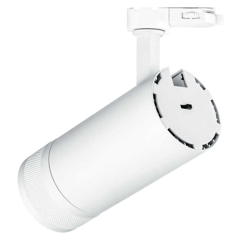 Spot LED sur Rail Blanc Angle Ajustable Triphasé 30W 15-60° CCT TRIAC Dimmable