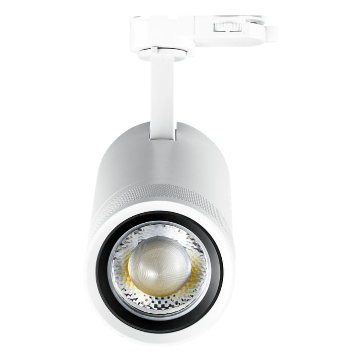 Spot LED sur Rail Blanc Angle Ajustable Triphasé 30W 15-60° CCT TRIAC Dimmable