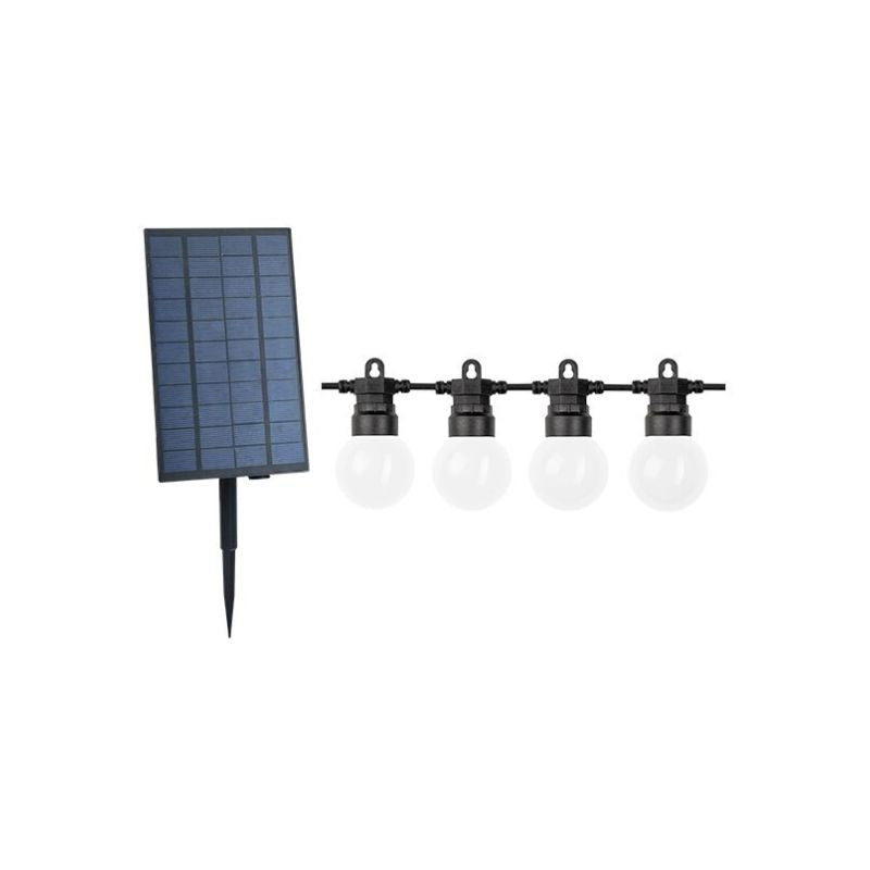 Solar-Guinguette-Girlande, 10 m, 20 Stück, IP65, einfarbig – schwarzes Kabel