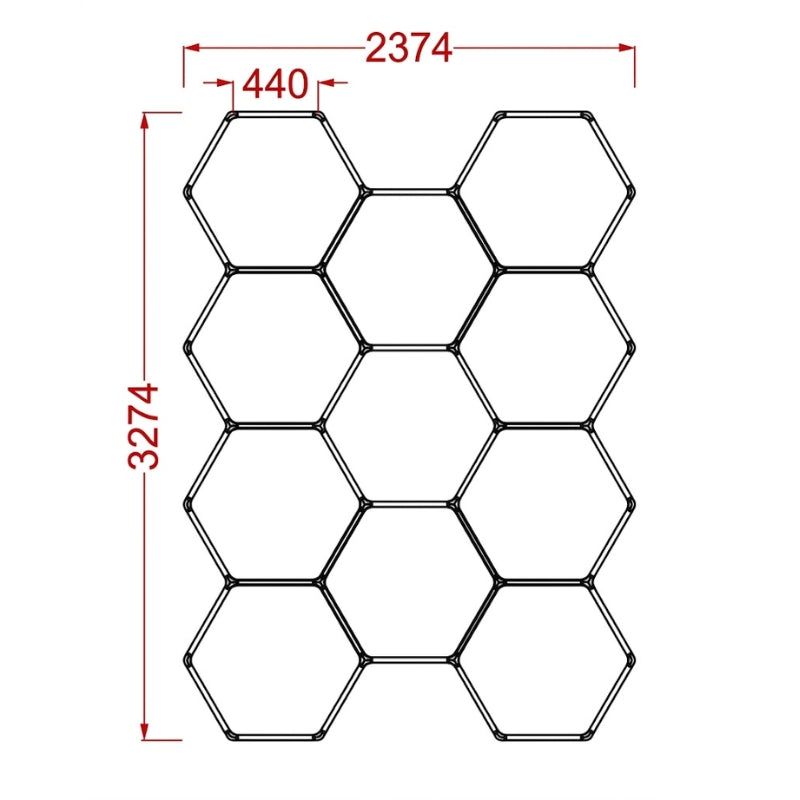 Kit 11 éclairages LED Hexagonal 299W - 110lm/W