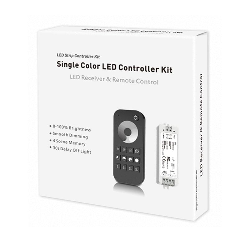Kit Contrôleur LED Monocouleur RF 5-36V DC Max 8A avec Télécommande - Noir
