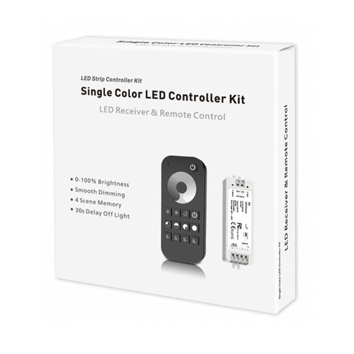 Kit Contrôleur LED Monocouleur RF 5-36V DC Max 8A avec Télécommande - Noir