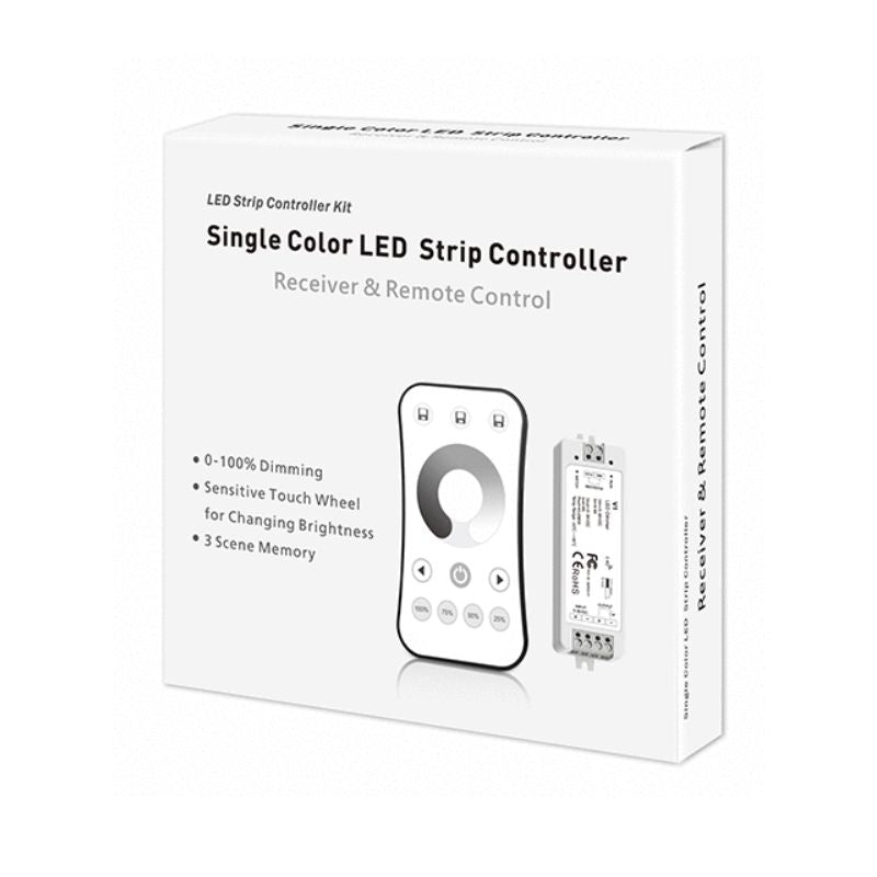 Kit Contrôleur LED Monocouleur RF 5-36V DC Max 8A avec Télécommande - Blanc
