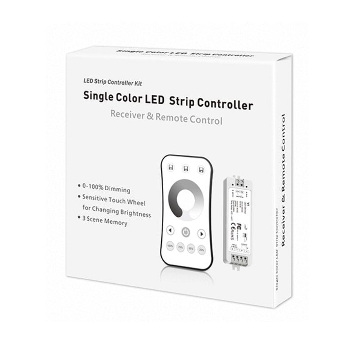 Kit Contrôleur LED Monocouleur RF 5-36V DC Max 8A avec Télécommande - Blanc